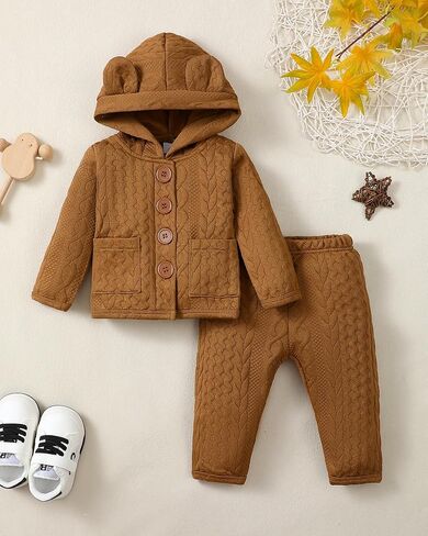 Mioglrie Baby Girl Clothes Long Sleeves Hoodie Pant Sets Fall Winter Warm Soft Daddys Girls Infant Clothes 0 3 6 12 18 Months in Kuwait