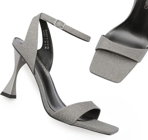 DREAM PAIRS Women's Square Toe Low Sexy Stiletto Heels Open Toe Ankle Strap Dress Wedding Sandals in Saudi Arabia
