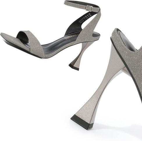 DREAM PAIRS Women's Square Toe Low Sexy Stiletto Heels Open Toe Ankle Strap Dress Wedding Sandals in Saudi Arabia
