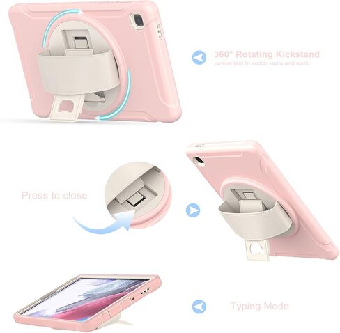 غطاء Galaxy Tab A7 Lite مع واقي شاشة 2021، حافظة واقية Samsung Galaxy Tab A7 Lite 8.7 بوصة مع حزام يد/مسند، حافظة متينة مقاومة للصدمات لجهاز SM-T220/T225/T227U-أسود in Kuwait