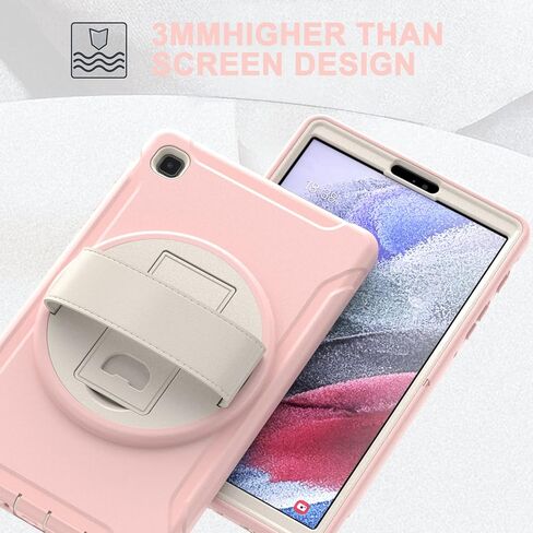 غطاء Galaxy Tab A7 Lite مع واقي شاشة 2021، حافظة واقية Samsung Galaxy Tab A7 Lite 8.7 بوصة مع حزام يد/مسند، حافظة متينة مقاومة للصدمات لجهاز SM-T220/T225/T227U-أسود in Kuwait