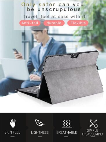Protective Case for Microsoft Surface Pro 8 Tablet, Surface pro 8 13 inch Case Cover, Compatible with Type Cover Keyboard, Business Cover with Pen Holder Accessories, Gray in Saudi Arabia