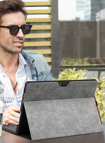 Protective Case for Microsoft Surface Pro 8 Tablet, Surface pro 8 13 inch Case Cover, Compatible with Type Cover Keyboard, Business Cover with Pen Holder Accessories, Gray in Saudi Arabia