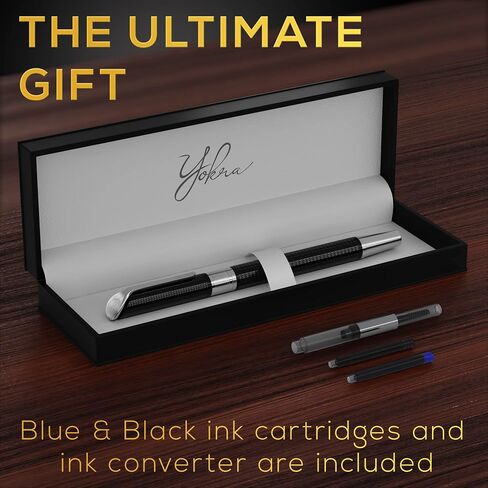 Fountain Pen Set with Ink and Converter 3.0 - Caligraphy Pens for Writing, Medium Nib, 6 Ink Cartridges (3 Black ink,3 Blue ink), Best Pens for Smooth Writing Journaling Luxury Pen Gift Set in Saudi Arabia