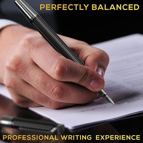 Fountain Pen Set with Ink and Converter 3.0 - Caligraphy Pens for Writing, Medium Nib, 6 Ink Cartridges (3 Black ink,3 Blue ink), Best Pens for Smooth Writing Journaling Luxury Pen Gift Set in Saudi Arabia