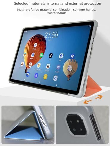 حافظة لجهاز ALLDOCUBE iPlay 60 / ALLDOCUBE iPlay 60 Pro مقاس 11 بوصة، حافظة حماية قابلة للطي من جلد البولي يوريثان رفيعة للغاية مع حامل ثلاثي الطي وغطاء خلفي ناعم من مادة TPU، أزرق in Kuwait
