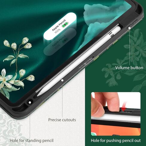 حافظة لجهاز iPad Air 11 بوصة M2 2024 Air 6th، iPad Air 5th/4th Gen 10.9 بوصة (2020/2022) مع حامل قلم رصاص، حافظة ذكية قابلة للطي لجهاز iPad Air 5/4 الجيل، Folral in Kuwait