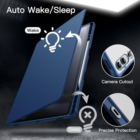 JETech Rotating Case for Samsung Galaxy Tab S9 FE+ 12.4-Inch / S9+ 12.4-Inch 2023 with S Pen Holder, 360 Degree Rotation Protective Stand Cover Clear Back, Auto Wake/Sleep (Black) in Kuwait