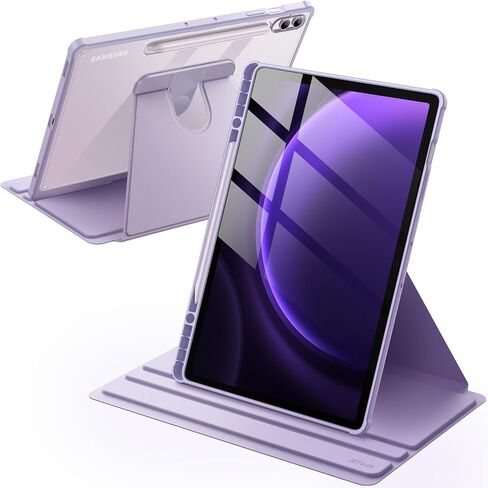JETech Rotating Case for Samsung Galaxy Tab S9 FE+ 12.4-Inch / S9+ 12.4-Inch 2023 with S Pen Holder, 360 Degree Rotation Protective Stand Cover Clear Back, Auto Wake/Sleep (Black) in Kuwait