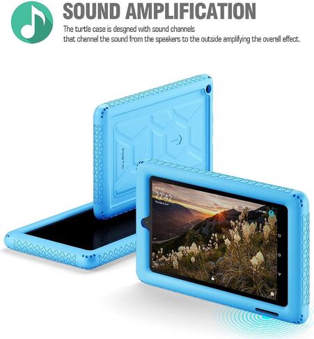 Poetic TurtleSkin Case Designed for All-New Fire 7 (9th Gen, 2019 Release), Heavy Duty Shockproof Kids Friendly Silicone Protective Case Cover, Corner Protection, Sound-Amplification Feature, Blue in Saudi Arabia