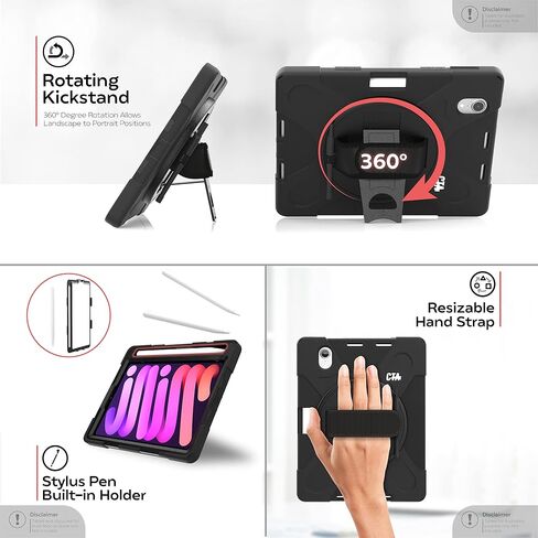 CTA Digital PAD-PCGKMINI Protective Case with Built-in 360° Rotatable Grip Kickstand for iPad Mini in Saudi Arabia