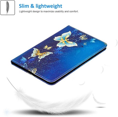 حافظة Dteck لجهاز iPad Mini الجيل الخامس/الرابع 2019/2015 - حافظة جلدية نحيفة وغطاء خلفي من المطاط الناعم حافظة قابلة للطي مع حامل لطيف مع فتحات بطاقة لجهاز iPad Mini 3/2/1 7.9 بوصة، فراشة زرقاء in Saudi Arabia