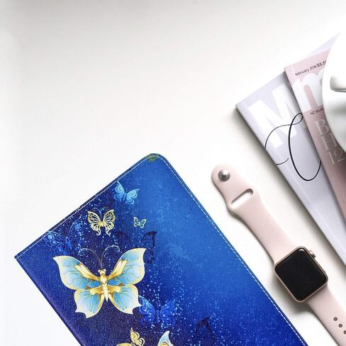 حافظة Dteck لجهاز iPad Mini الجيل الخامس/الرابع 2019/2015 - حافظة جلدية نحيفة وغطاء خلفي من المطاط الناعم حافظة قابلة للطي مع حامل لطيف مع فتحات بطاقة لجهاز iPad Mini 3/2/1 7.9 بوصة، فراشة زرقاء in Saudi Arabia