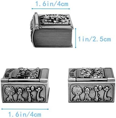 First Curl and First Tooth Keepsake Box for Kids Metallic Engraved Cute Shape, Silver Tooth Holder, Tooth Collection Organizer, Great Gift Idea for Babies to Keep The Childhood Memory (Book) in Kuwait