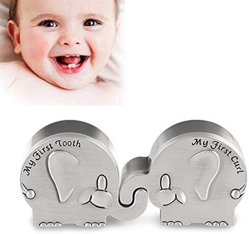 صندوق تذكار أول تجعيد وأول سن للأطفال بشكل معدني منقوش بشكل لطيف، حامل أسنان فضي، منظم مجموعة الأسنان، فكرة هدية رائعة للأطفال للحفاظ على ذاكرة الطفولة (كتاب) in Kuwait
