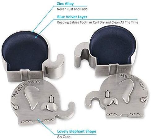 صندوق تذكار أول تجعيد وأول سن للأطفال بشكل معدني منقوش بشكل لطيف، حامل أسنان فضي، منظم مجموعة الأسنان، فكرة هدية رائعة للأطفال للحفاظ على ذاكرة الطفولة (كتاب) in Kuwait