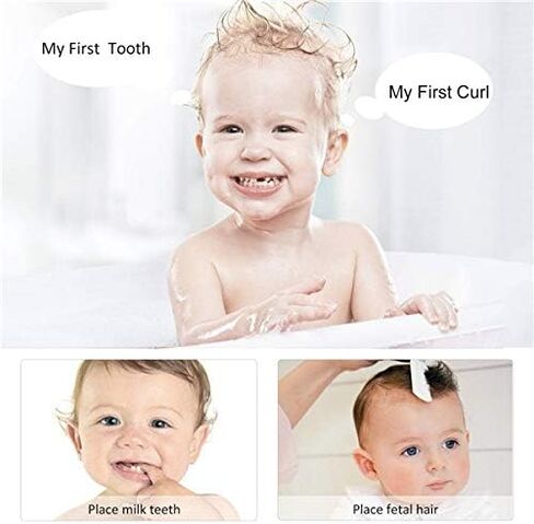 صندوق تذكار أول تجعيد وأول سن للأطفال بشكل معدني منقوش بشكل لطيف، حامل أسنان فضي، منظم مجموعة الأسنان، فكرة هدية رائعة للأطفال للحفاظ على ذاكرة الطفولة (كتاب) in Kuwait