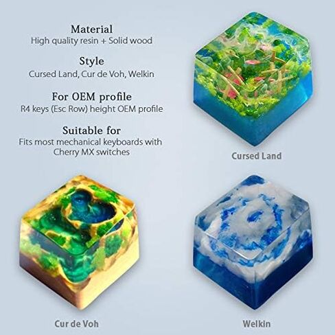 Delicate Hand Engraved Resin Translucidus Backlit Key Caps for Mechanical Keyboards (Cursed Land) in Saudi Arabia