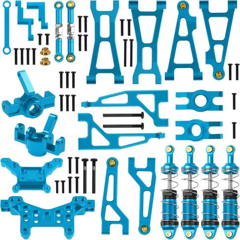 ShareGoo Aluminum Swing Arms & Steering Knuckle Kit & Shock Absorbers & Shock Tower Compatible with Hyper Go H16BM H16DR H16 MJX 16207 16208 16209 1/16 RC Upgrade Parts (Red) in Saudi Arabia