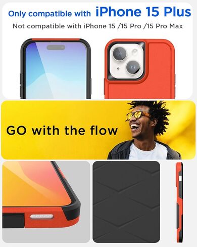 حافظة حزام AICase متوافقة مع iPhone 15 Plus+واقي زجاجي+عدسة كاميرا، غطاء واقٍ متين من الدرجة العسكرية مناسب للجيب ومقاوم للصدمات/السقوط in Saudi Arabia