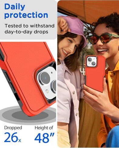 حافظة حزام AICase متوافقة مع iPhone 15 Plus+واقي زجاجي+عدسة كاميرا، غطاء واقٍ متين من الدرجة العسكرية مناسب للجيب ومقاوم للصدمات/السقوط in Saudi Arabia