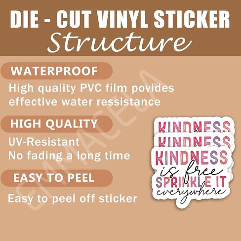 (3PCS) Kindness is Free Sprinkle It Everywhere Sticker Inspirational Motivational Kindness Sticker, Waterproof Vinyl Decal for Books Laptops Tumblers Water Bottles and More, Size 3" x 2.3" in Kuwait