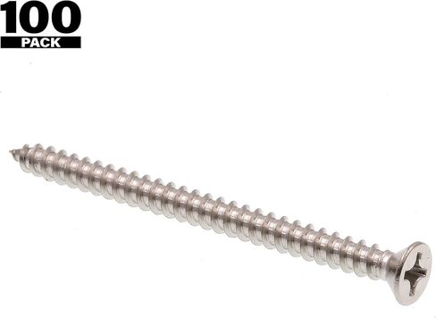 برغي من الصفائح المعدنية Prime-Line 9017631، ذاتي التنصت، فيليبس برأس مسطح، #12 × 3 بوصة، من الفولاذ المقاوم للصدأ درجة 18-8، عبوة من 100 قطعة in Saudi Arabia
