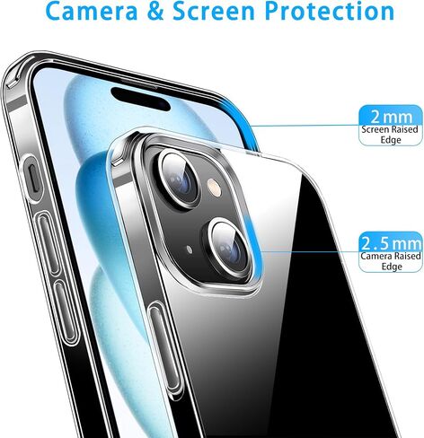 حافظة JJGoo متوافقة مع iPhone 15، حافظة هاتف شفافة وناعمة من مادة TPU، غطاء ممتص للصدمات شفاف ورفيع in Saudi Arabia