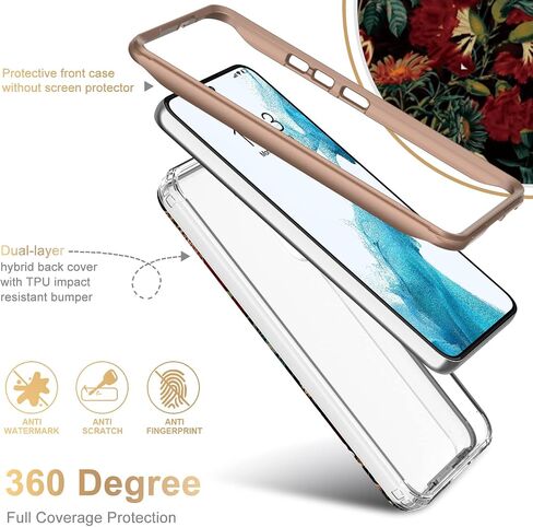 حافظة Esdot لهاتف Samsung Galaxy S22، اختبار السقوط من الدرجة العسكرية بطول 21 قدمًا، غطاء متين بتصميمات عصرية للنساء والفتيات، حافظة هاتف واقية لهاتف Galaxy S22 6.1 بوصة حديقة الزهور in Kuwait