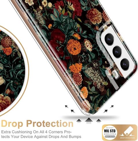 حافظة Esdot لهاتف Samsung Galaxy S22، اختبار السقوط من الدرجة العسكرية بطول 21 قدمًا، غطاء متين بتصميمات عصرية للنساء والفتيات، حافظة هاتف واقية لهاتف Galaxy S22 6.1 بوصة حديقة الزهور in Kuwait