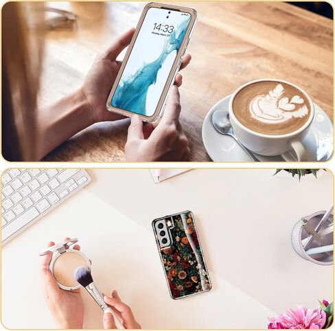 حافظة Esdot لهاتف Samsung Galaxy S22، اختبار السقوط من الدرجة العسكرية بطول 21 قدمًا، غطاء متين بتصميمات عصرية للنساء والفتيات، حافظة هاتف واقية لهاتف Galaxy S22 6.1 بوصة حديقة الزهور in Kuwait