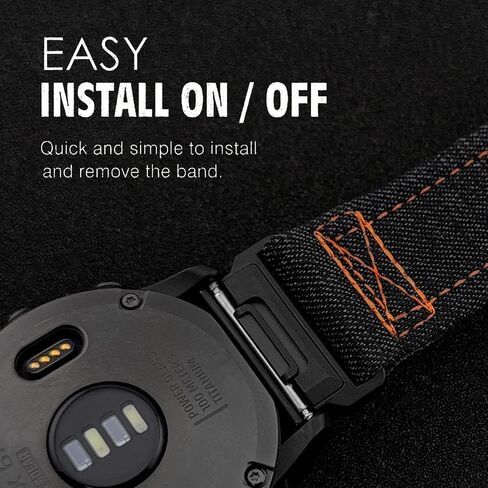 سوار ساعة من قماش الدنيم من Abanen لـ Garmin epix Pro 51 مم / Fenix ​​7X / Fenix ​​6X / Fenix ​​5X / غريزة 2X، حزام معصم رياضي مزود بخطاف وحلقة مقاس 26 مم لـ Enduro in Kuwait