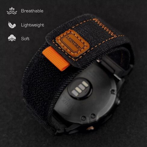 سوار ساعة من قماش الدنيم من Abanen لـ Garmin epix Pro 51 مم / Fenix ​​7X / Fenix ​​6X / Fenix ​​5X / غريزة 2X، حزام معصم رياضي مزود بخطاف وحلقة مقاس 26 مم لـ Enduro in Kuwait