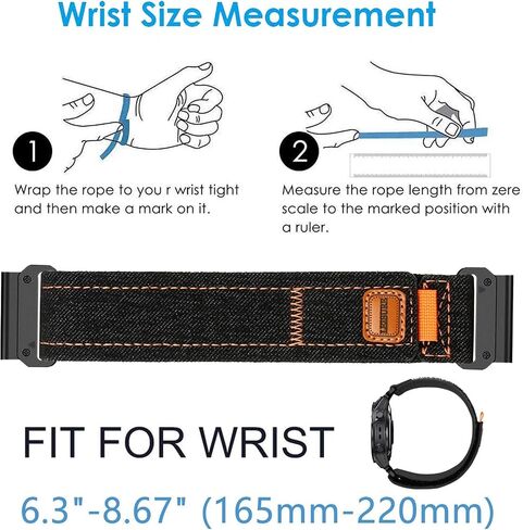 سوار ساعة من قماش الدنيم من Abanen لـ Garmin epix Pro 51 مم / Fenix ​​7X / Fenix ​​6X / Fenix ​​5X / غريزة 2X، حزام معصم رياضي مزود بخطاف وحلقة مقاس 26 مم لـ Enduro in Kuwait