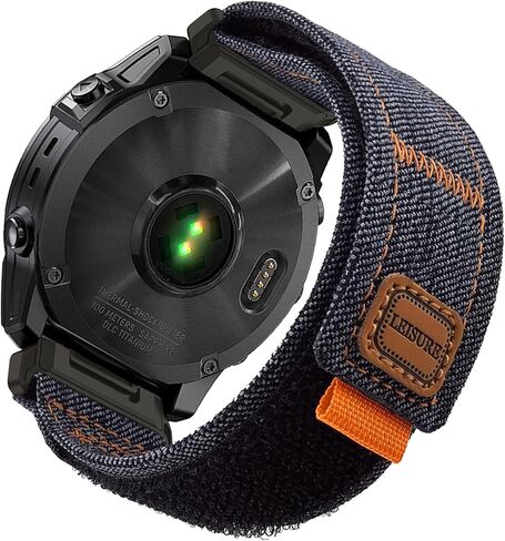 سوار ساعة من قماش الدنيم من Abanen لـ Garmin epix Pro 51 مم / Fenix ​​7X / Fenix ​​6X / Fenix ​​5X / غريزة 2X، حزام معصم رياضي مزود بخطاف وحلقة مقاس 26 مم لـ Enduro in Kuwait