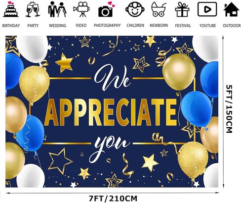 7x5ft We Appreciate You Backdrop Thank You Backdrop Teacher Professors Doctor Nurse Staff Appreciation Decorations Banner F184 in Kuwait