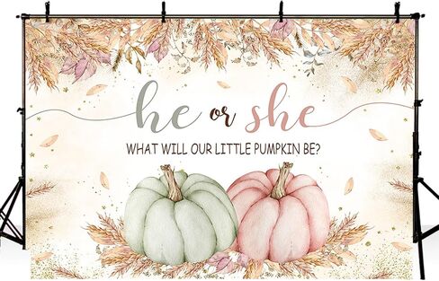MEHOFOND 7x5ft Pumpkin Gender Reveal Backdrop Fall Pumpkin Baby Shower Party Supplies Fall Ear of Wheat Grain Flowers Decorations Photo Background Thanksgiving Baby Shower Banner Photo Booth Props in Saudi Arabia