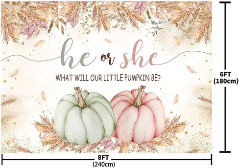 MEHOFOND 7x5ft Pumpkin Gender Reveal Backdrop Fall Pumpkin Baby Shower Party Supplies Fall Ear of Wheat Grain Flowers Decorations Photo Background Thanksgiving Baby Shower Banner Photo Booth Props in Saudi Arabia