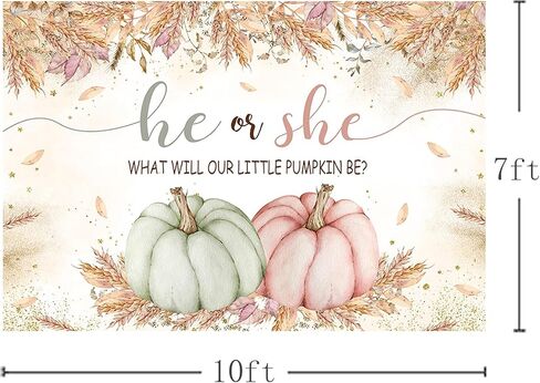 MEHOFOND 7x5ft Pumpkin Gender Reveal Backdrop Fall Pumpkin Baby Shower Party Supplies Fall Ear of Wheat Grain Flowers Decorations Photo Background Thanksgiving Baby Shower Banner Photo Booth Props in Saudi Arabia