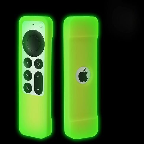 AKWOX [Nightglow Green] Case Cover Replacement for New Siri Remote Case 2021 Apple 4k TV Series 6 Generation Remote Control, Siri 2nd Silicone Skin with Lanyard in Kuwait