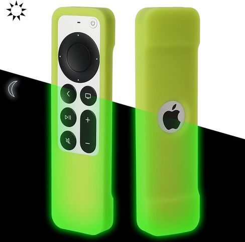 AKWOX [Nightglow Green] Case Cover Replacement for New Siri Remote Case 2021 Apple 4k TV Series 6 Generation Remote Control, Siri 2nd Silicone Skin with Lanyard in Kuwait