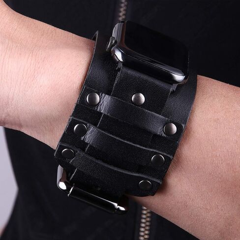 VIQIV Wide Cuff Bracelet Leather Band Compatible with Apple Watch Ultra Band 38mm 40mm 41mm 42mm 44mm 45mm 49mm for Men Women, Fancy Dressy Western Wristbands Pretty Straps for iWatch Bands Series SE/9/8/7/6/5/4/3/2 in Saudi Arabia