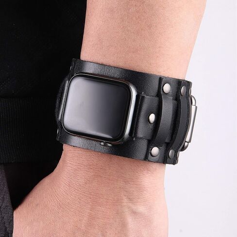 VIQIV Wide Cuff Bracelet Leather Band Compatible with Apple Watch Ultra Band 38mm 40mm 41mm 42mm 44mm 45mm 49mm for Men Women, Fancy Dressy Western Wristbands Pretty Straps for iWatch Bands Series SE/9/8/7/6/5/4/3/2 in Saudi Arabia