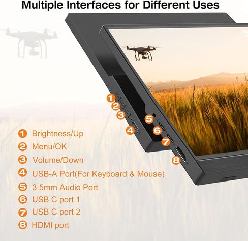 شاشة محمولة للكمبيوتر المحمول - شاشة سفر مقاس 16 بوصة بدقة FHD 1920x1200P FreeSync USB-C للكمبيوتر المحمول PC Mac PS4/5 Switch، قابلة للتركيب على VESA in Kuwait