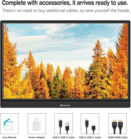 شاشة محمولة للكمبيوتر المحمول - شاشة سفر مقاس 16 بوصة بدقة FHD 1920x1200P FreeSync USB-C للكمبيوتر المحمول PC Mac PS4/5 Switch، قابلة للتركيب على VESA in Kuwait
