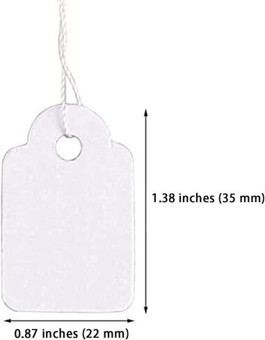 1000 قطعة من العلامات البيضاء مع علامات سلسلة، علامات عرض قابلة للكتابة لعلامات الملابس والمجوهرات للمنتج، 0.94 × 0.59 بوصة in Kuwait