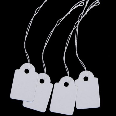 1000 قطعة من العلامات البيضاء مع علامات سلسلة، علامات عرض قابلة للكتابة لعلامات الملابس والمجوهرات للمنتج، 0.94 × 0.59 بوصة in Kuwait