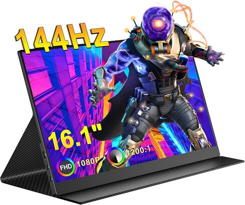 شاشة CNBANAN المحمولة 144 هرتز، شاشة ألعاب 16.1 بوصة 1200: 1 USB-C&HDMI شاشة كمبيوتر محمول 1080P IPS مكبر صوت خارجي فائق النحافة شاشة سفر ثانية لأجهزة الكمبيوتر المحمول Mac Phone Xbox Game Monitor in Saudi Arabia