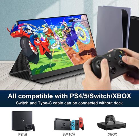 شاشة CNBANAN المحمولة 144 هرتز، شاشة ألعاب 16.1 بوصة 1200: 1 USB-C&HDMI شاشة كمبيوتر محمول 1080P IPS مكبر صوت خارجي فائق النحافة شاشة سفر ثانية لأجهزة الكمبيوتر المحمول Mac Phone Xbox Game Monitor in Saudi Arabia