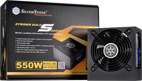 سلسلة Silverstone Tek Strider ATX12V/EPS12V 550W 80+ Gold PFC مزود طاقة مع كابلات معيارية كاملة ST55F-G in Saudi Arabia